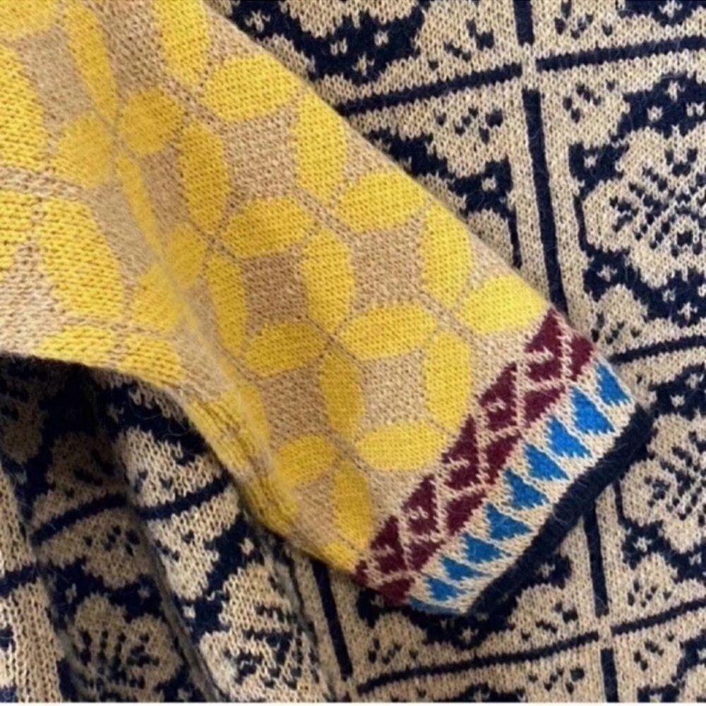 Zara Patchwork Brown/Yellow Wool Blend Oversized … - image 5